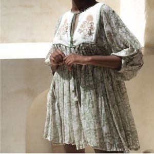 Daughters of India Diya Mini Dress Pistachio